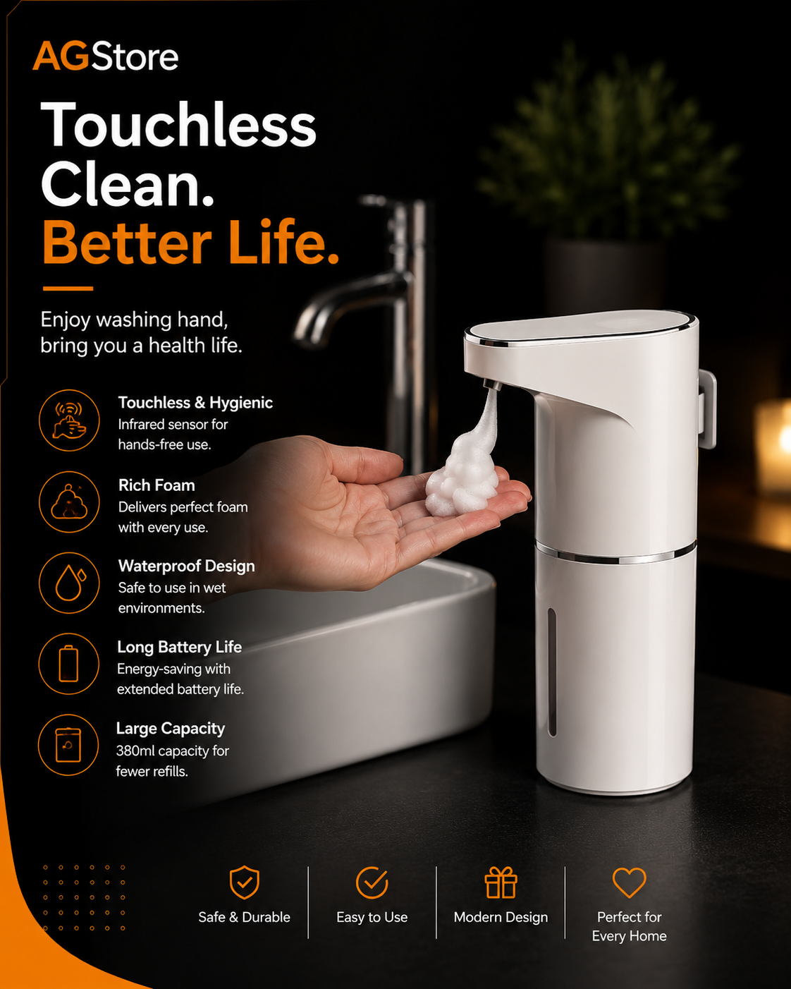 Automatic Sensor Soap Dispenser Rechargeable Foam Maker