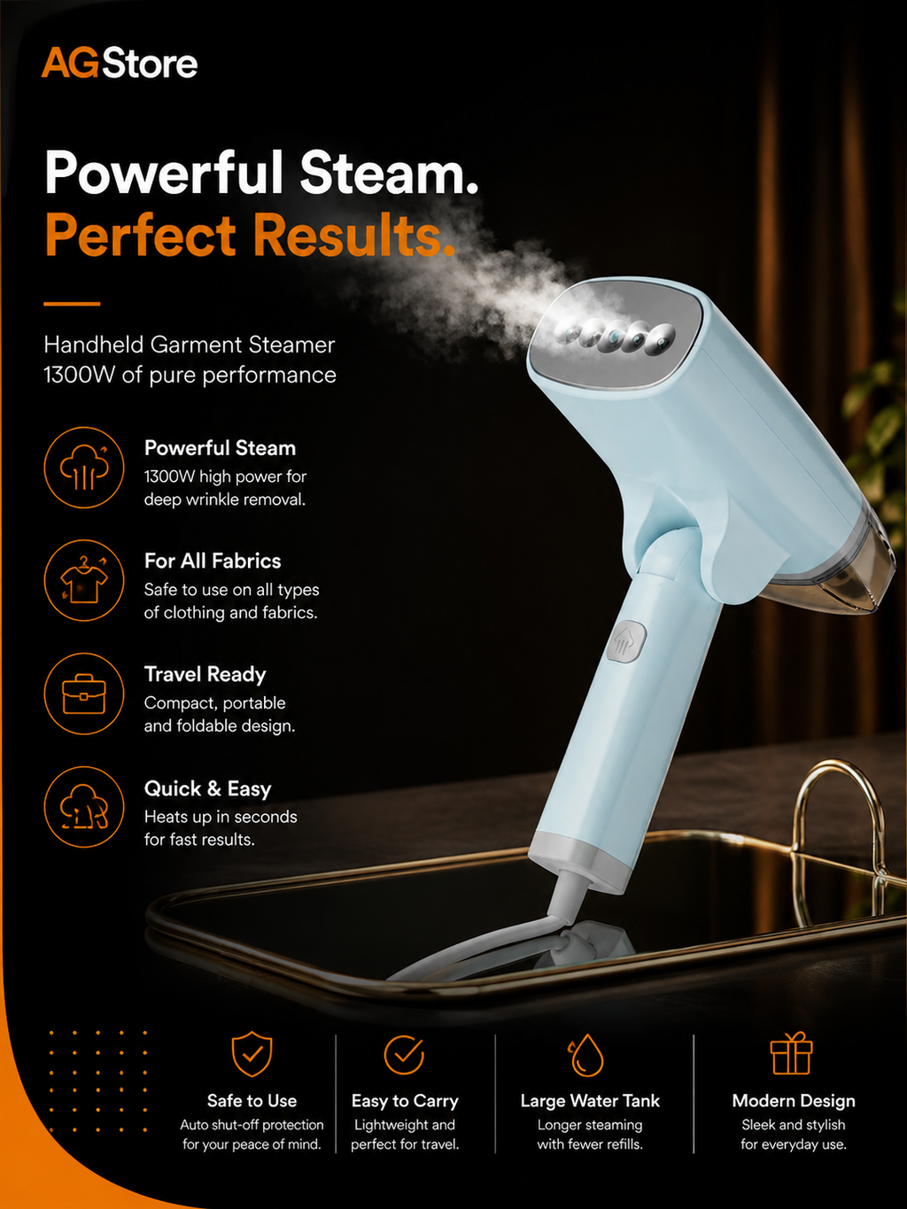 Handheld garment steamer